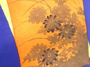 アンティーク　塩瀬色紙に菊模様刺繍名古屋帯